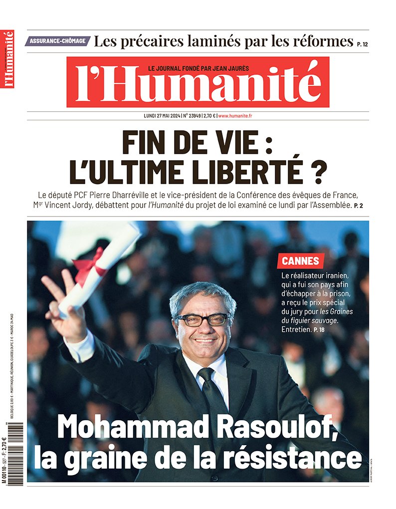 L’Humanité du 27 mai. #Cannes2024 Mouhammad Rasoulof, la graine de la résistance. 📰 boutique.humanite.fr