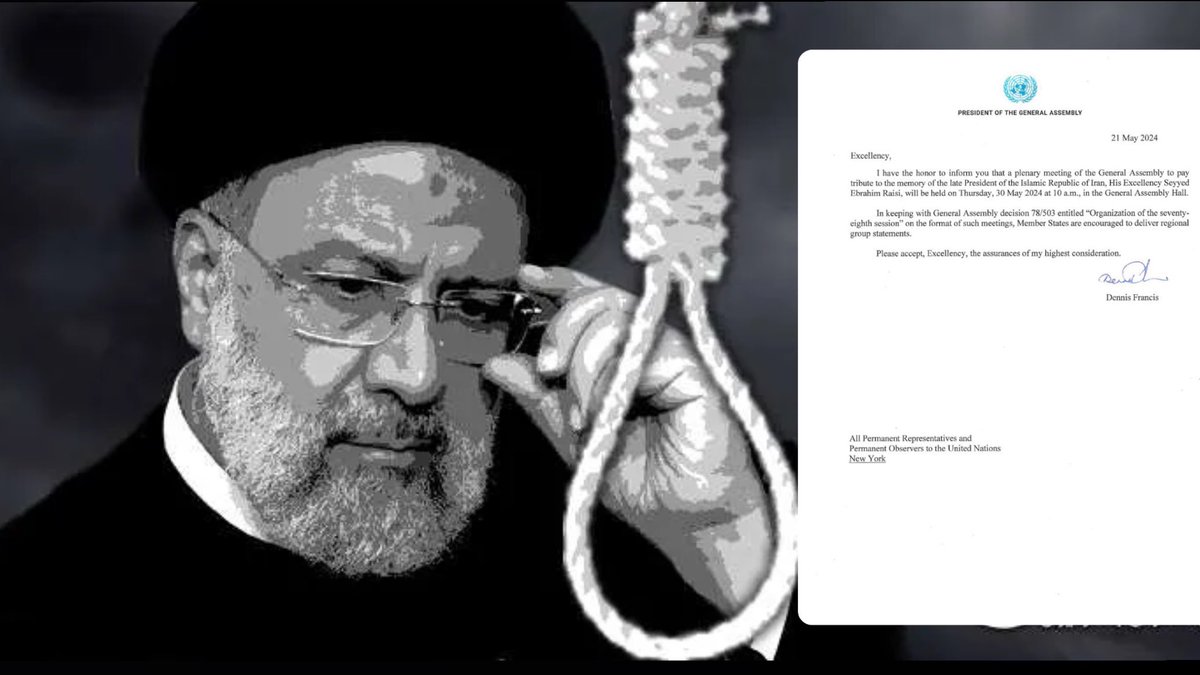 What a disgrace!
Mourning for a mass murderer and paying the last respects says everything about the UN itself.
#Raisi the “Butcher of Tehran” !!!

The UN has made itself superfluous for all freedom-loving and peaceful people of the world.

#JinJiyanAzadi #WomanLifeFreedom