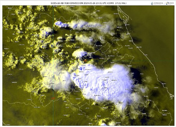 En base al pronóstico de @conagua_clima en las próximas horas se esperan lluvias fuertes acompañadas de descargas eléctricas y granizo en varias regiones de #Morelos. También rachas viento de 40 a 60 km/h, extrema precauciones y mantente informado a los comunicados oficiales.