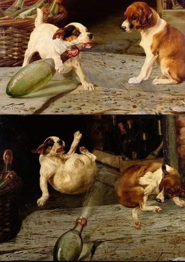 Siglo XVIII: Cuando la humanidad no tenía gifs de perritos y tenían que pintarlos…

🎨: Urcorking the Bottle, por William Henry Hamilton.