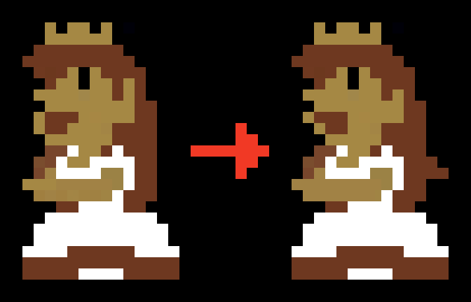 スーパーマリオのエンディングのドット絵のピーチ姫がしゃくれ顔で残念