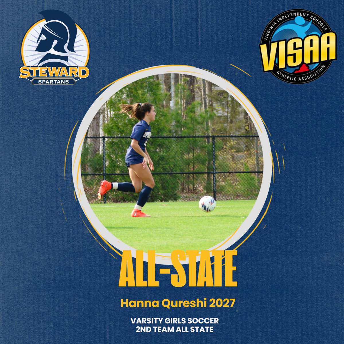 Congratulations to Hanna Qureshi ‘27 for being named VISAA DII 2nd Team All State for soccer!! #GoSpartans #rvaW #804varsity @henricosports