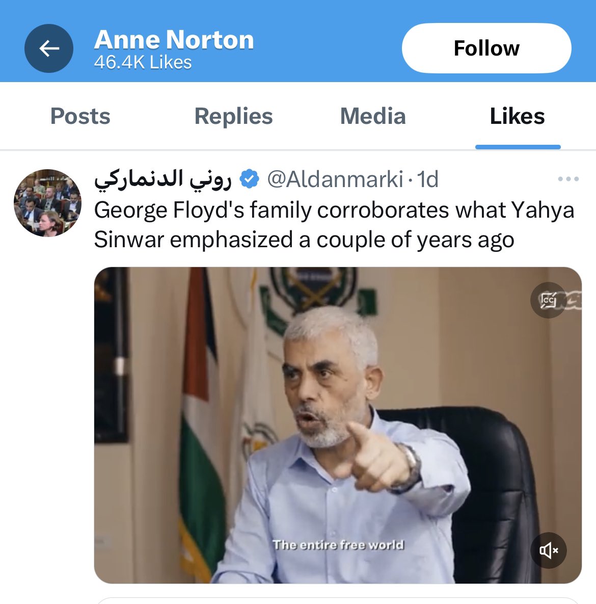 I understand your moral indifference, but your professor, Anne Norton, is endorsing a video of the LEADER OF HAMAS. The man in this video is the head of Hamas. @penn enough of your silence. You must do something. This is repulsive and evil.