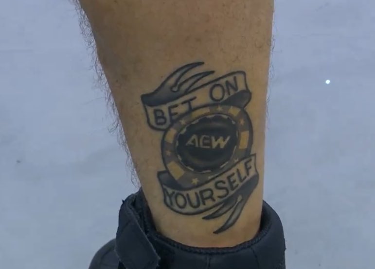 MJF has an AEW ‘BET ON YOURSELF’ tattoo to declare intention of staying with the company. #AEWDoN