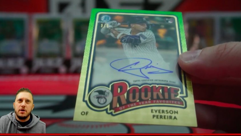Another superfractor has been pulled at Blez!! The Everson Pereira ROY Favorites superfractor auto has been pulled!

#TheSuperTracker #rareonecards #24Bowman #eversonpereira #yankees #RepBX #superfractor #oneofone #superauto #royfavorites #thehobby #whodoyoucollect #topps