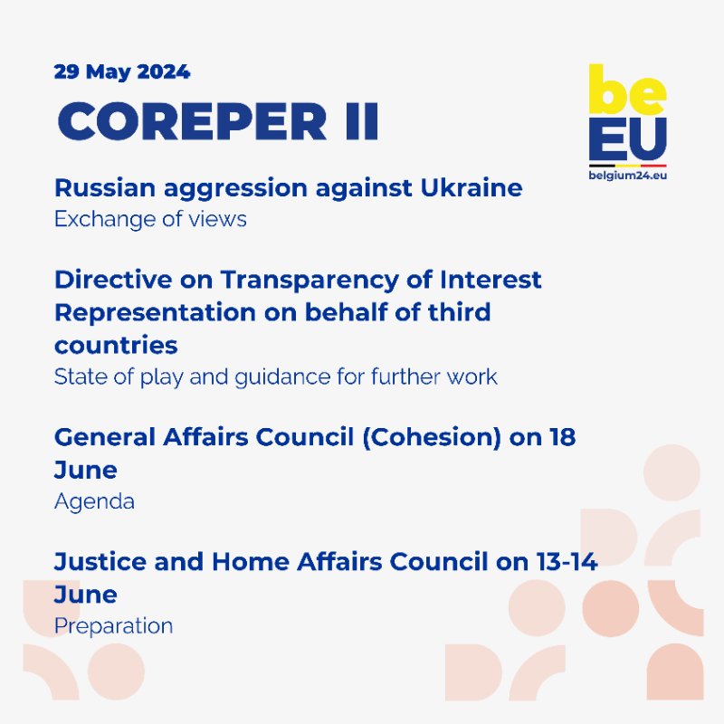 BelgiuminEU's tweet photo. This week's agenda for #COREPERI and #COREPERII.