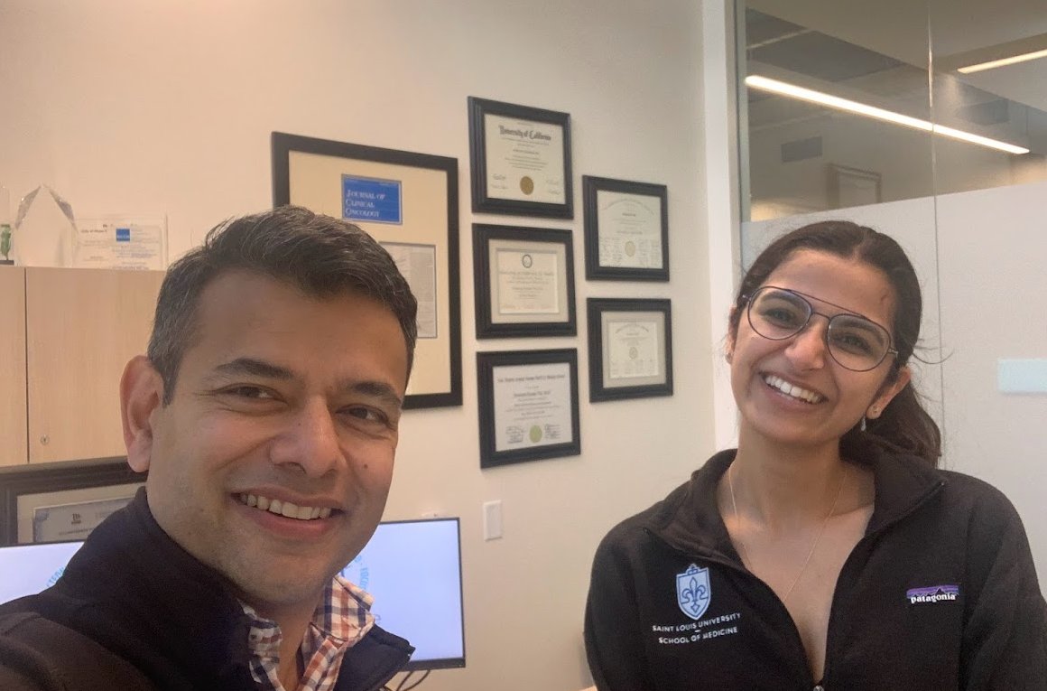 LONG POST ALERT: I wanted to spotlight @JasnoorMalhotra, a 1st yr med student at @slusom. She spent 2y at @cityofhope w me prior this doing #clinicalresearch. Beyond the many publications & presentations she drove during her time with me, she made REAL conections with pts in my