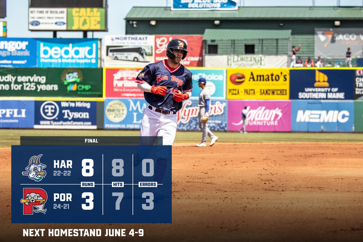 Marcelo Mayer mashed his 5th home run of the year and Matthew Lugo raised his average to .312 with a double and triple in an 8-3 loss to Hartford on Sunday. Game Recap: bit.ly/3VenRPn