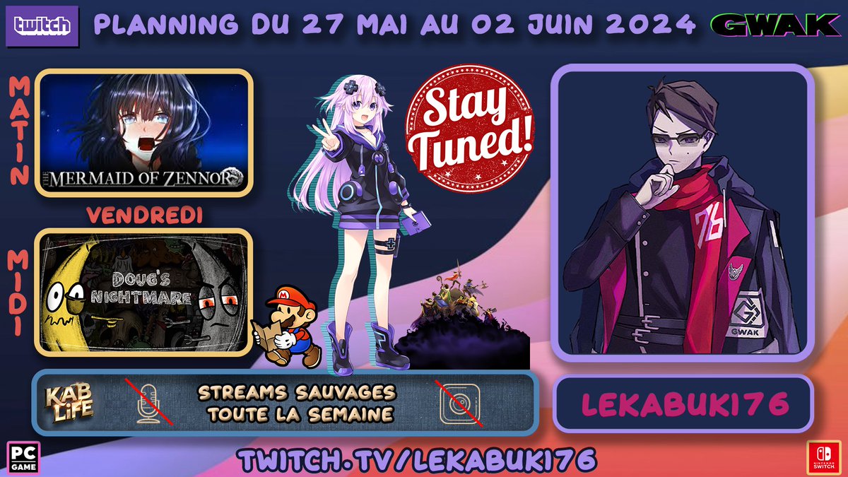 kabuk176's tweet photo. Planning de la semaine https://t.co/MM65vcgNGw
#TheMermaidOfZennor #DougsNightmare #NeptuniaGameMakerRevolution #33immortals #Kablife #PaperMario #Gwak #Stream #Live
Ty @eastasiasoft
Ty @IdeaFactoryIntl
Ty @ThunderLotus https://t.co/WRwnqHFzc5