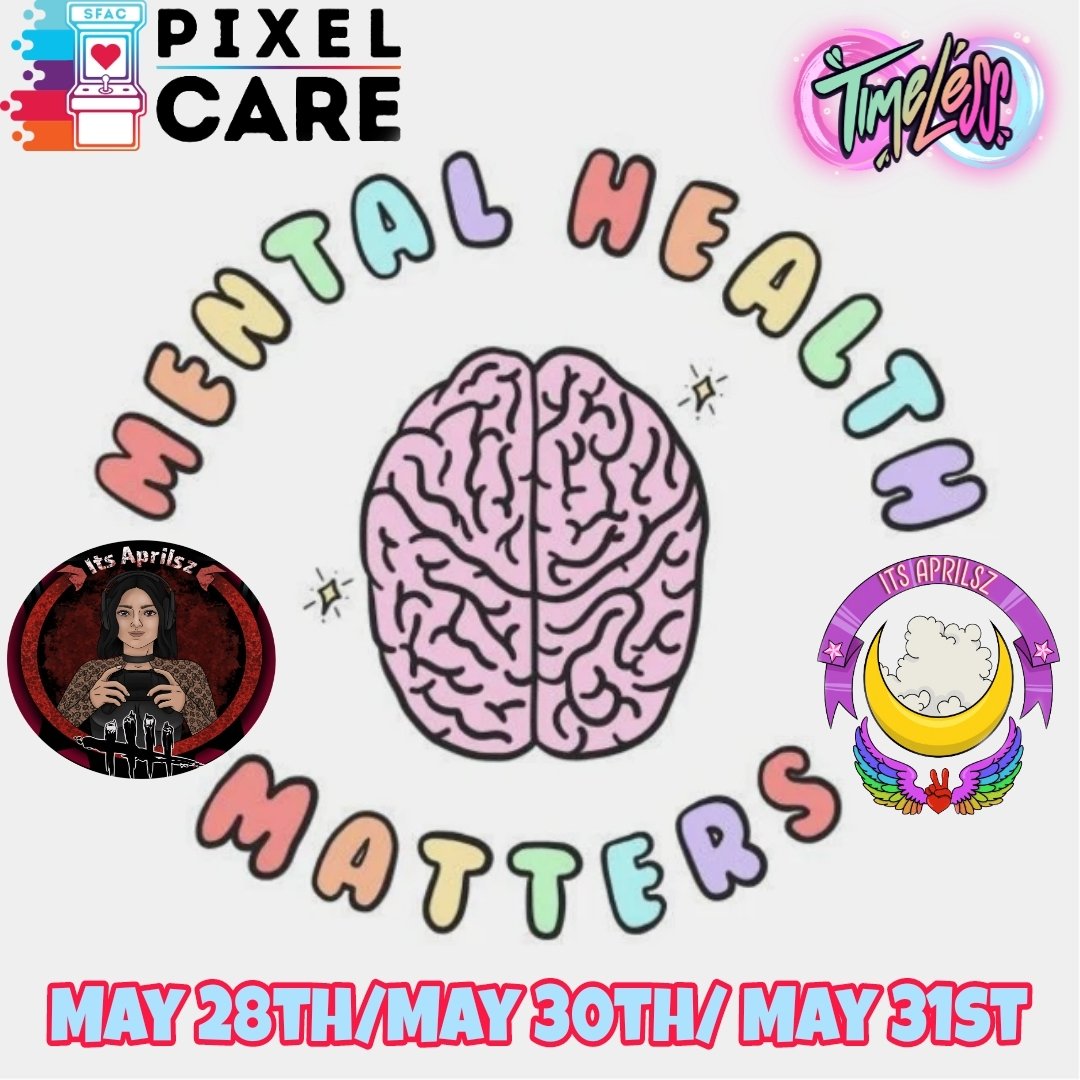 ItsAprilsz's tweet photo. Next week, I will be starting my first charity stream week; May's Mental Health Awareness is " A Self-care Affair with Pixel Care." @TeamTimelessTTV is collaborating with @Streamcause .
I will start this next week on my regular schedule. Retweets are appreciated and encouraged. https://t.co/eWpTNhKzhe