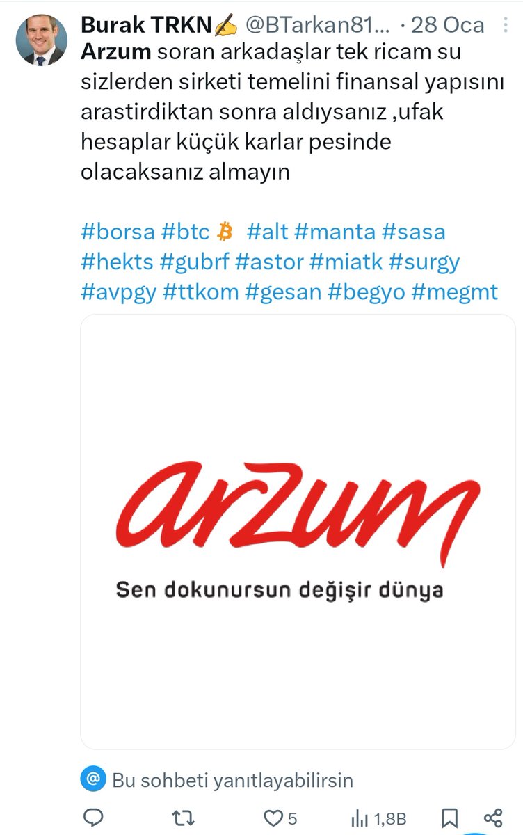 4 ay önce Arzum hakkında söylediklerim Arzum bir lotu 32 ₺ Bugün Arzum 66.90₺ 4 ayda %110 net kâr İlk paylaşım yerim ise 27₺ grafigine bakabilirsiniz.Borsada en büyük teknik sabırdır #tuprs #arzum #arclk #vestl #vesbe #kocmt #gsray #fener #bjkas #euren #altny #sasa #sise