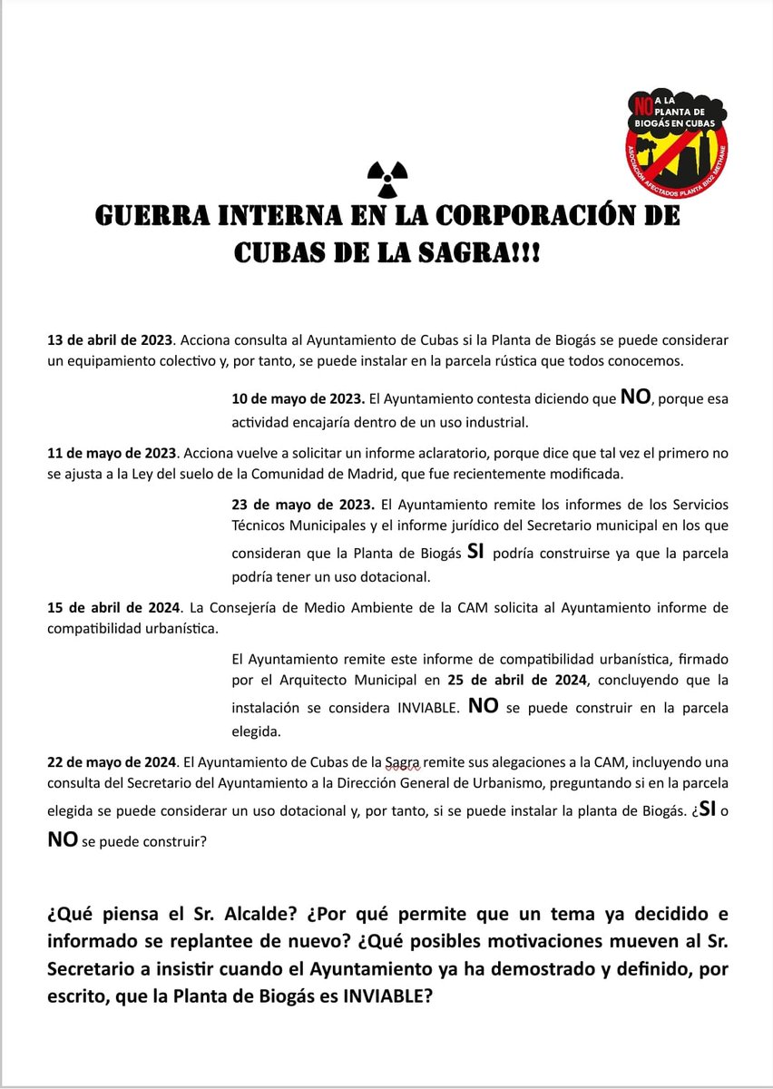 asociacionb2m's tweet photo. Guerra interna en la corporación de Cubas de la Sagra
#noalproyectobio2methane https://t.co/quNKpaVzqz