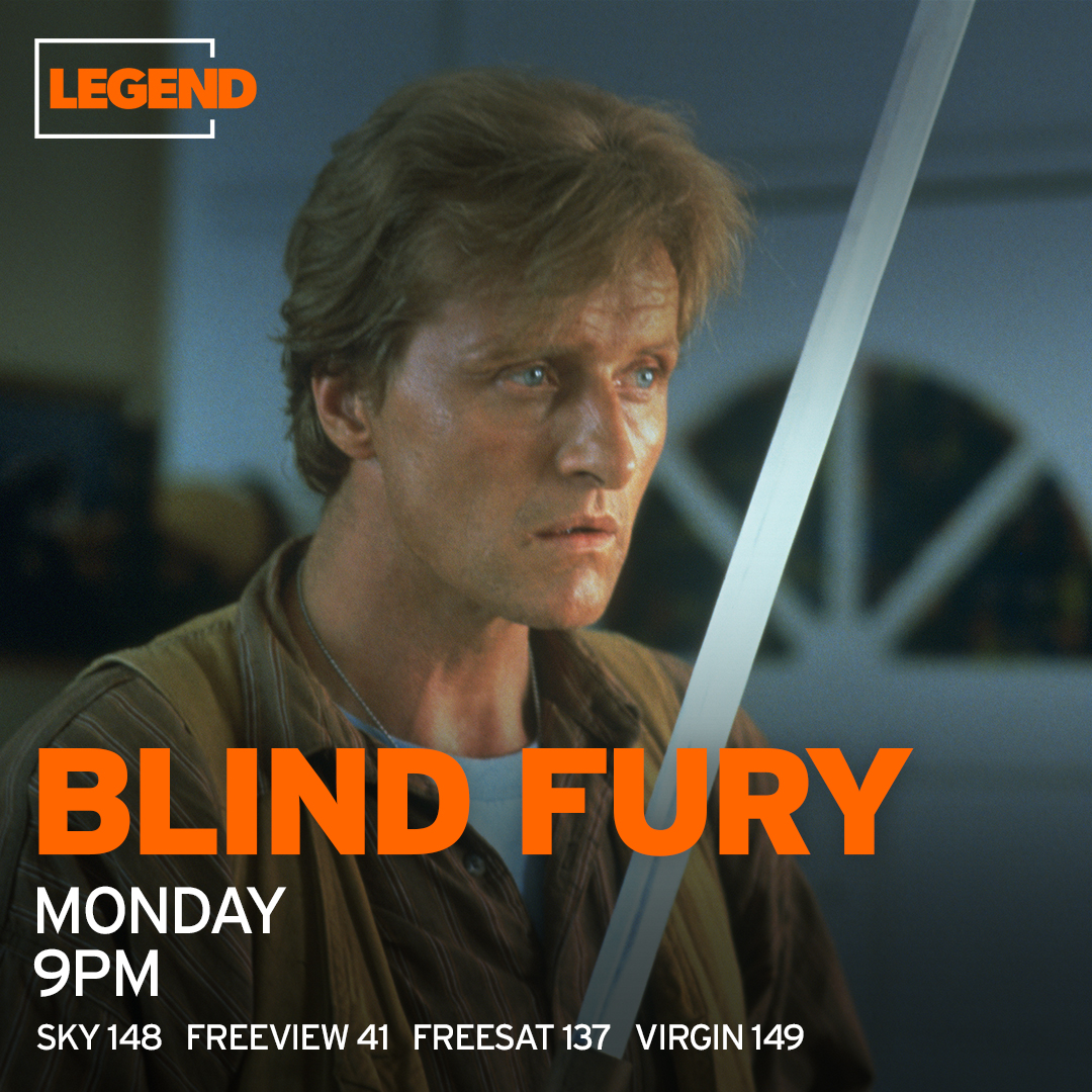 Nick Parker is quick as a snake, strong as a bull...not to mention blind as a bat Rutger Hauer stars in the wild action-packed drama Blind Fury at 9pm. @FreeviewTV 41, @freesat_tv 137, @skytv 148, @virginmedia 149.