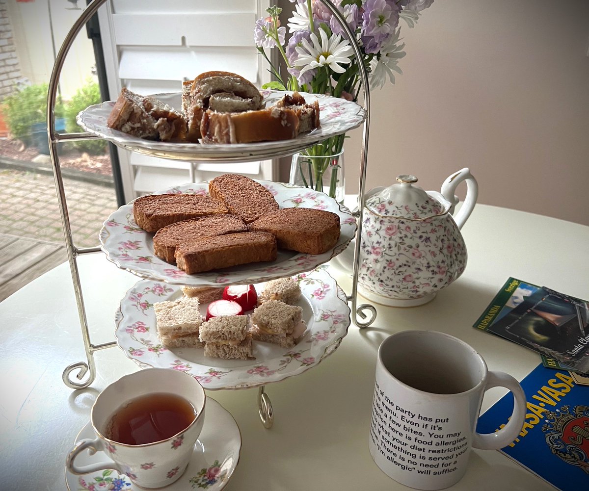barbsteashop's tweet photo. A Trenary Home Bakery inspired Afternoon Tea:  Trenary toast, Limpu bread and cinnamon rolls! https://t.co/qsehM6eQL3 https://t.co/FgOjLunRwu