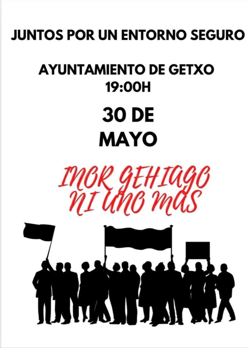 🔴 Convocan una concentración frente al Ayuntamiento de #Getxo para pedir "un entorno seguro" tras el asesinato de este sábado | Jueves 30 de mayo, 19:00h. 👇👇

t.me/diariogetxo/19…