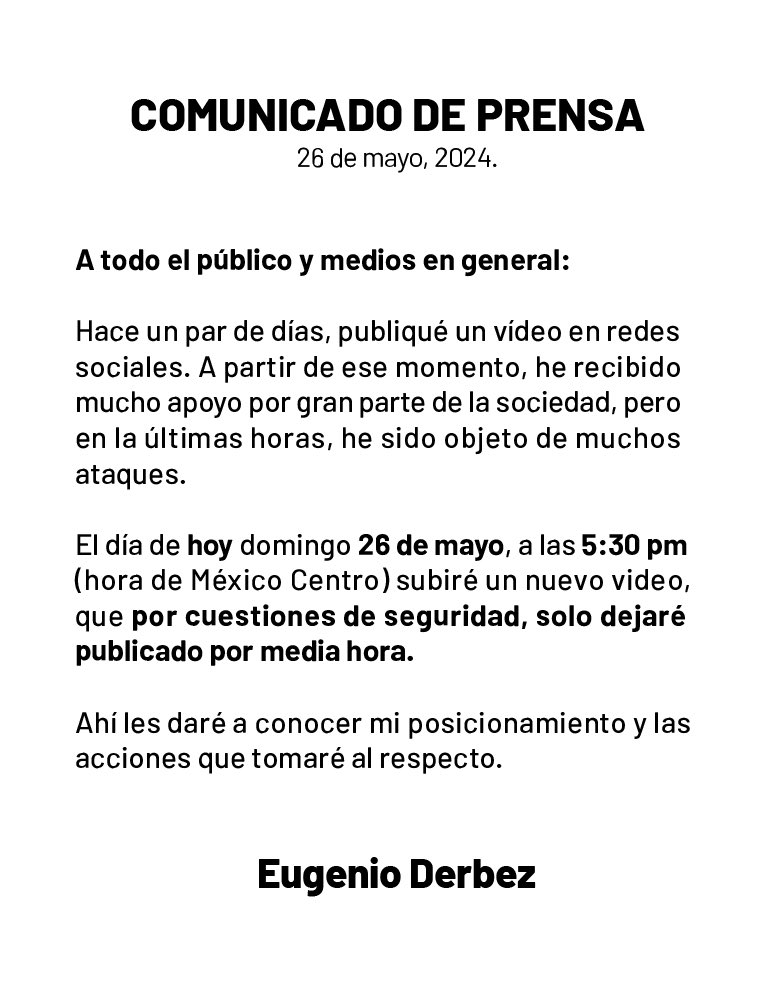 A todo el público y medios de comunicación: