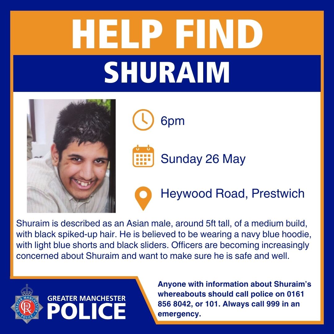 #MISSING | Can you help us find Shuraim? Officers want to make sure he is safe and well. If you have any information, please call 101 or 999 in an emergency.