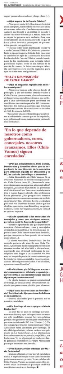 Les comparto entrevista que di al diario El Mercurio y que fue publicada el día de hoy 🇨🇱