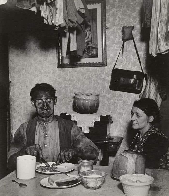 A miner at his evening meal, 1937