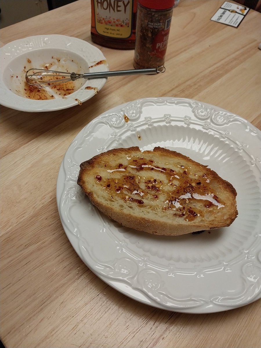 hot honey drizzled on sourdough