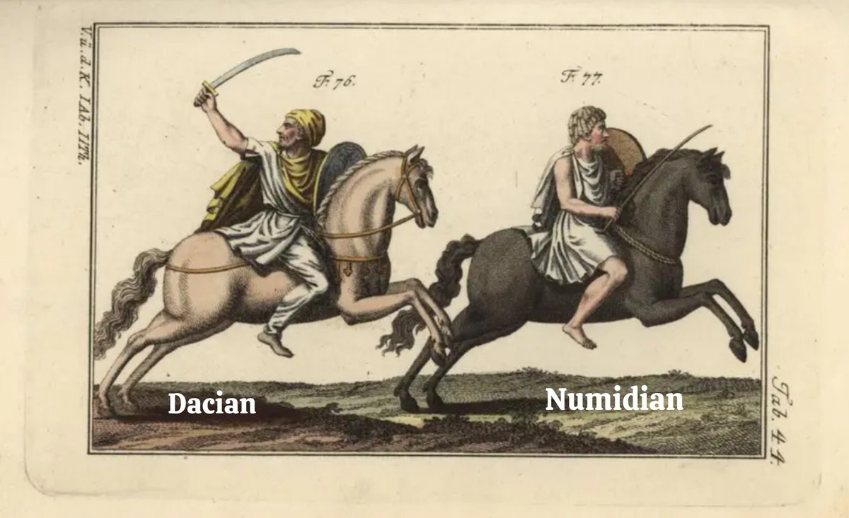 algeria_numidia's tweet photo. #Dacian cavalry with sabre and shield, and #Numidian on horseback.
Handcolored copperplate engraving from Robert von Spalart's " Historical Picture of the Costumes of the Principal People of Antiquity and of the Middle Ages" (1797) https://t.co/LmaoOFEjdW