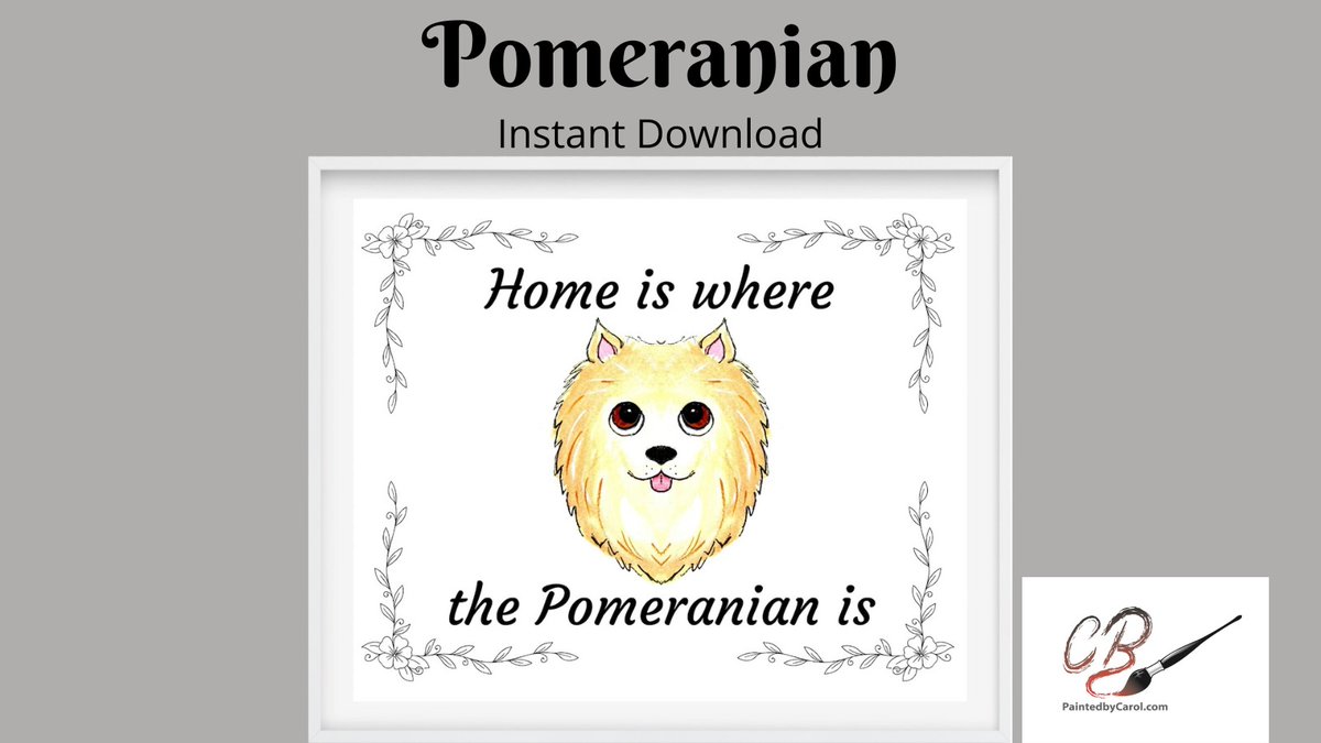 This sweet Pomeranian print is available as a digital download. Print it instantly, right at home! #Pomeranian #Gifts etsy.me/3Tah9qr