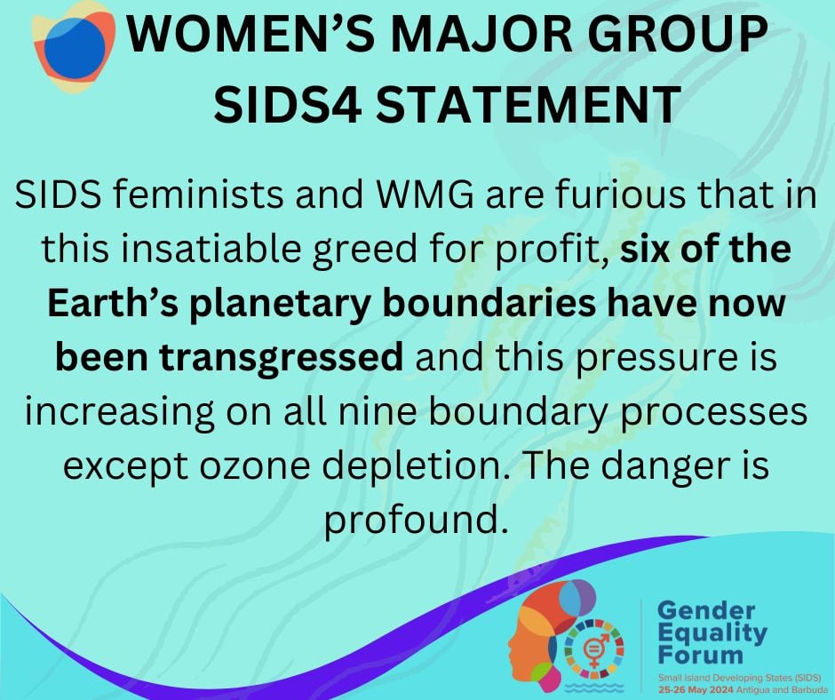 #SIDS We are living in a time of #Ecocide! 

Every day, including #SIDS4, We fight for ourselves, other species, and the living planet. We are #FeministsDefendingTheLivingPlanet

Have a read of the #WomensMajorGroup #SIDS4 statement here: divafiji.org/statement-of-t…
