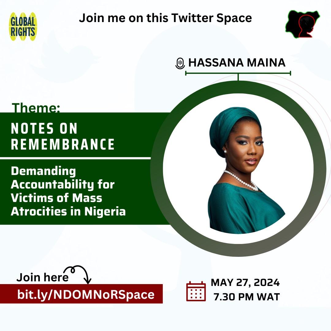 Globalrightsng's tweet photo. @Mazi_OJD and @hassana_maina will be there. 

#OneDeathTooMany
#SecureNigeria
#NigeriaBleeds
#EndInsecurity
#NotJustNumbers
#NigeriaMourns
#NDOM2024 https://t.co/Fx0IXohfoh