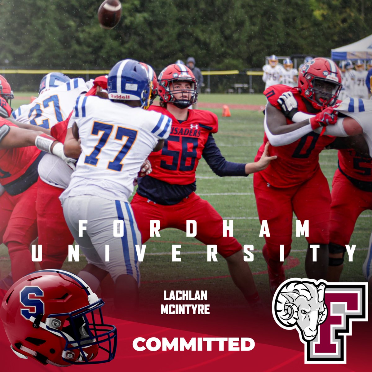 Congratulations to Lachlan McIntyre on your commitment to Fordham U Football . Stepinac  Honors Academy @FORDHAMFOOTBALL @KDJmedia1 @hoopsmbd @StepinacHS #DefineYourFuture #NacNation