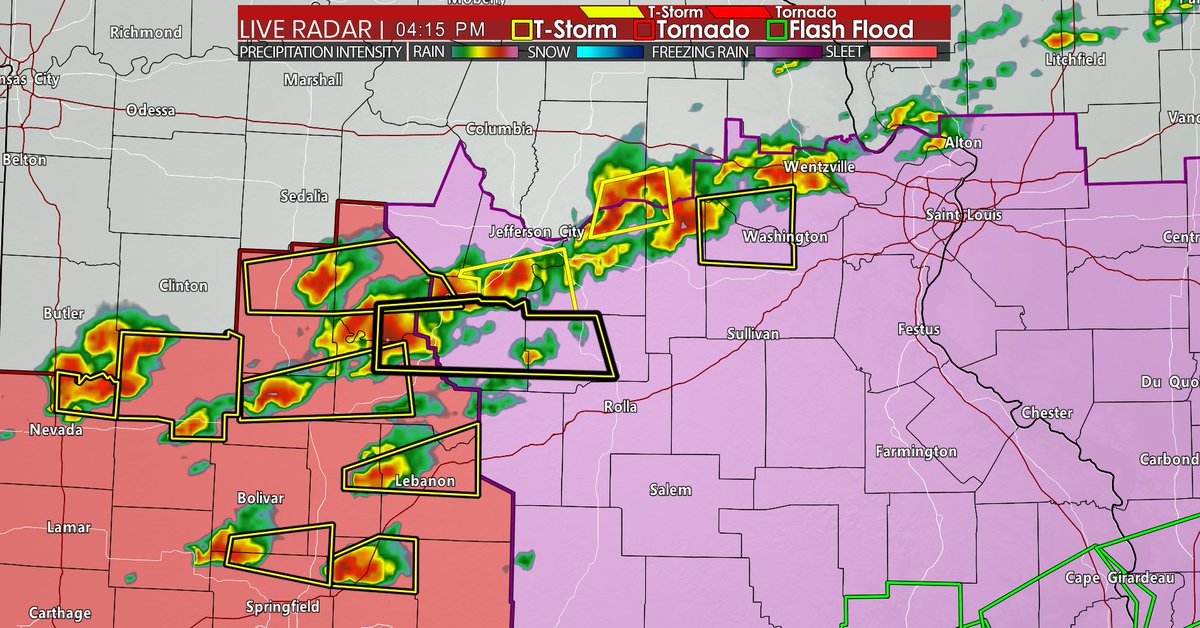 Multiple severe thunderstorms are ongoing west of St. Louis where we'll need to keep an eye on them as they move east toward the metro area. A PDS Tornado Watch is in effect until 11 p.m. this evening. #stlwx