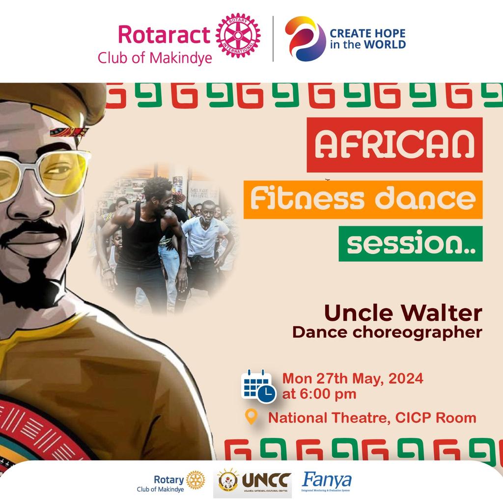 Comrades, The Mankind invites you to share an African dance workout session with the king himself, *Uncle Walter*, in a *Katuuyo Dance Session* At the national theatre on Monday 27th May from 6 to 7pm in the CICP. #WeLoveHostingYou #FlyBeyond #WeAreTheMankind