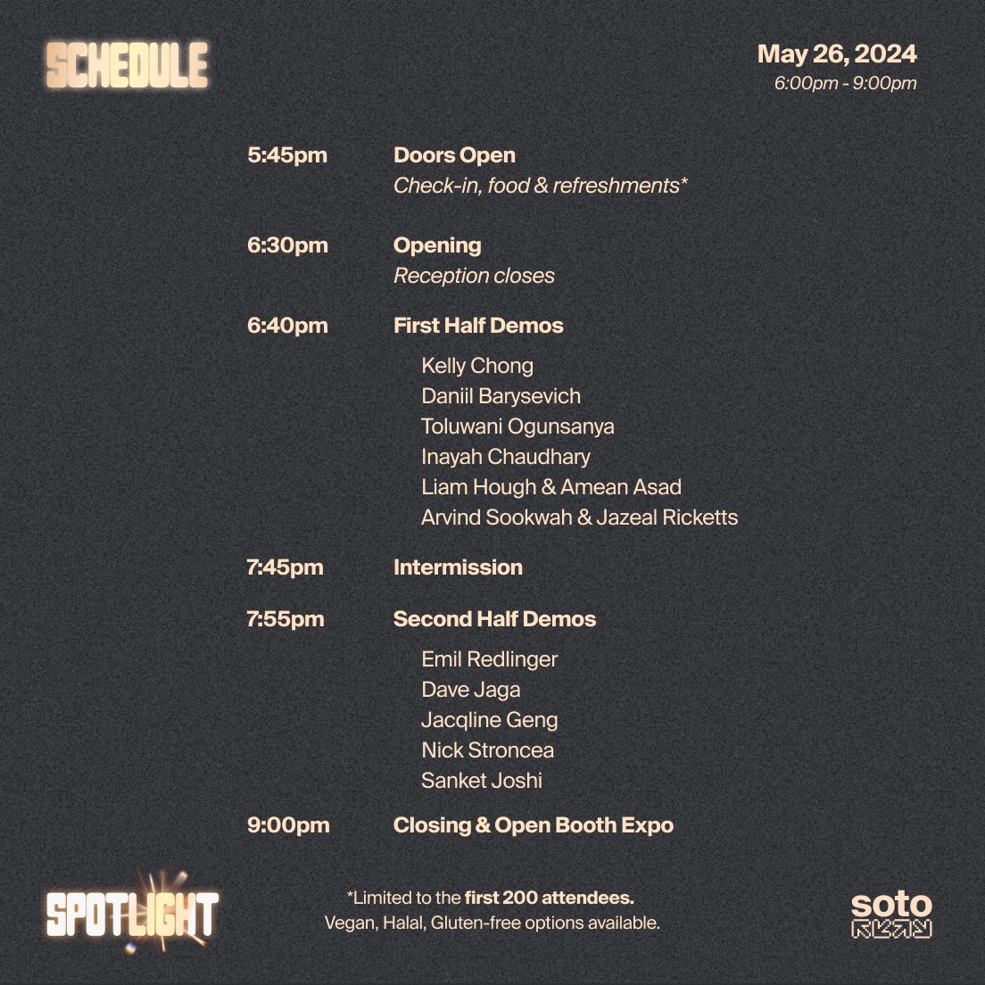 Spotlight is tonight! Doors open at 5:45pm, held at the William Doo Auditorium (45 Wilcocks St.). See you there 💥