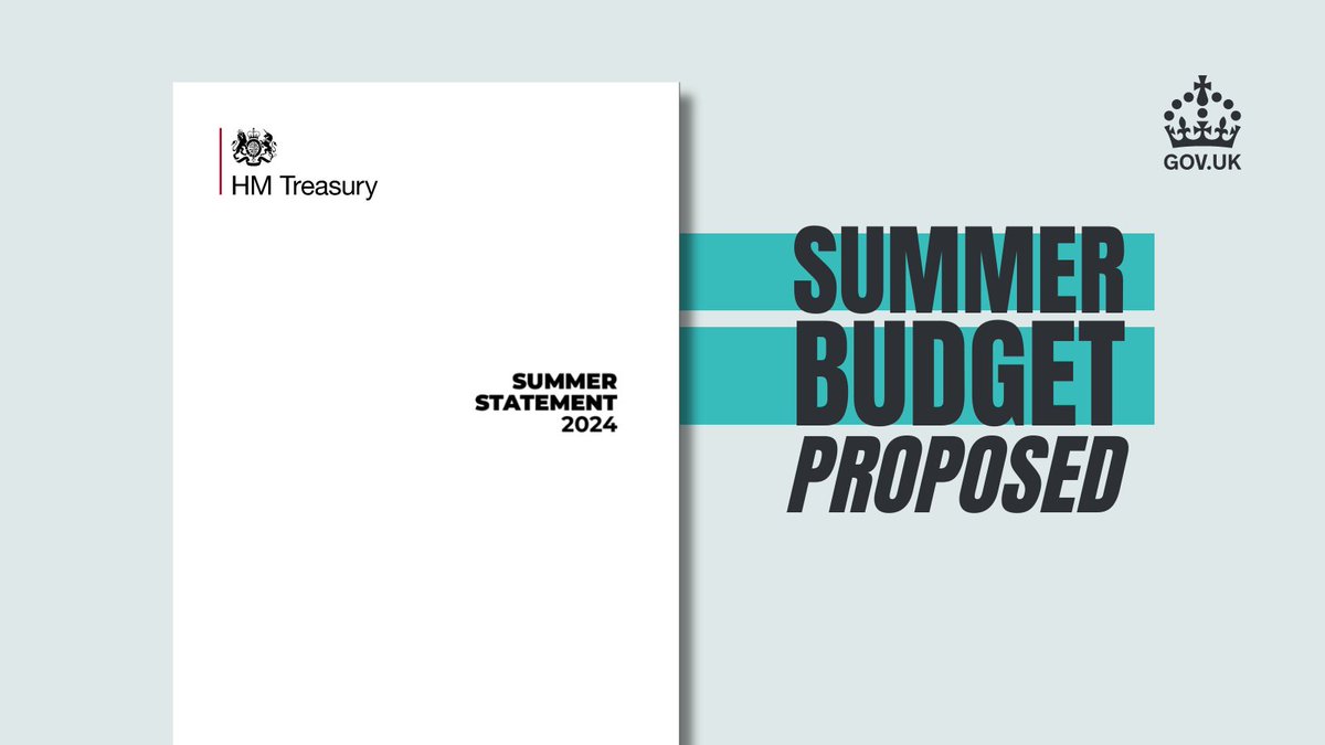The Summer Budget for 2024 has been proposed to Parliament by the Chancellor.