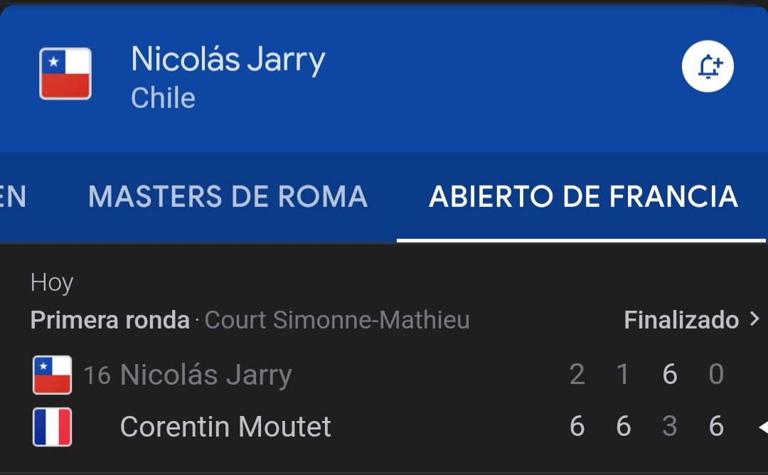 🎾 Malas noticias para el tenis Chileno 🇨🇱 Ambos eliminados en 1R de Roland Garros. ❌️ Alejandro Tabilo. ❌️ Nicolás Jarry.