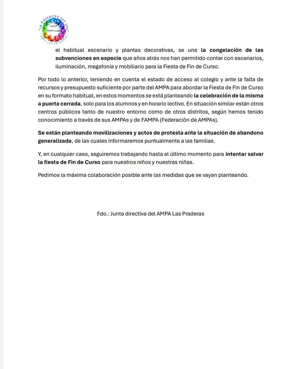 ¿Vergüenza ó indignación? 
Tal y como os explicamos en este escrito está es la situación de nuestro centro...Además de no tener vallas...no tener puertas y si tener zanjas... Ahora tampoco tendrán fiesta nuestros pequeños ¿Hasta cuando señor alcalde? <a href="/jlsanzalcalde/">José Luis Sanz</a>
<a href="/Ayto_Sevilla/">Ayuntamiento de Sevilla</a>
