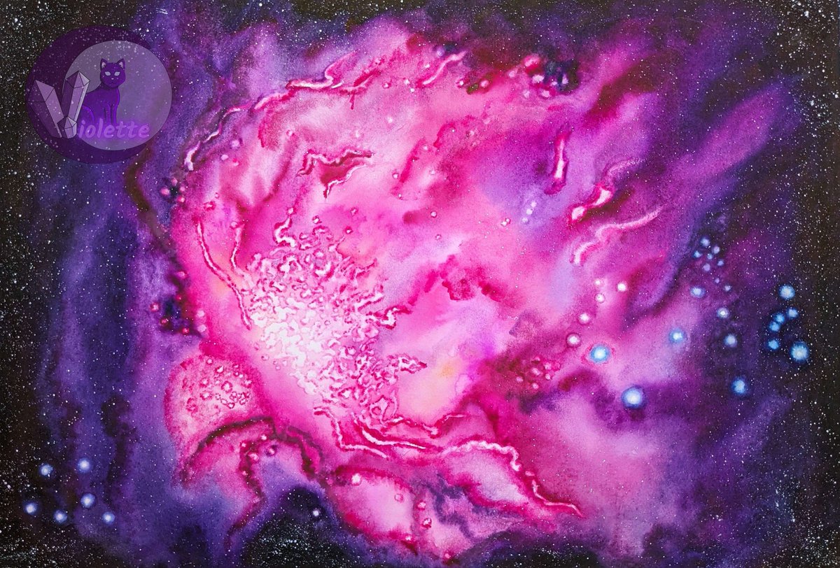 Sorry I forgot to share the last few days! This was one of my first nebula pieces😊
Watercolours and inks on A3 paper

#twitchartist #art #traditionalart #watercolour #watercolourpainting #watercolor #watercolorpainting #spaceart #nebulapainting #spacepainting #nebula #space