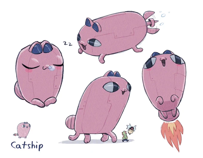 designs based on faux kid drawings! Catship and breadfly #characterdesign 