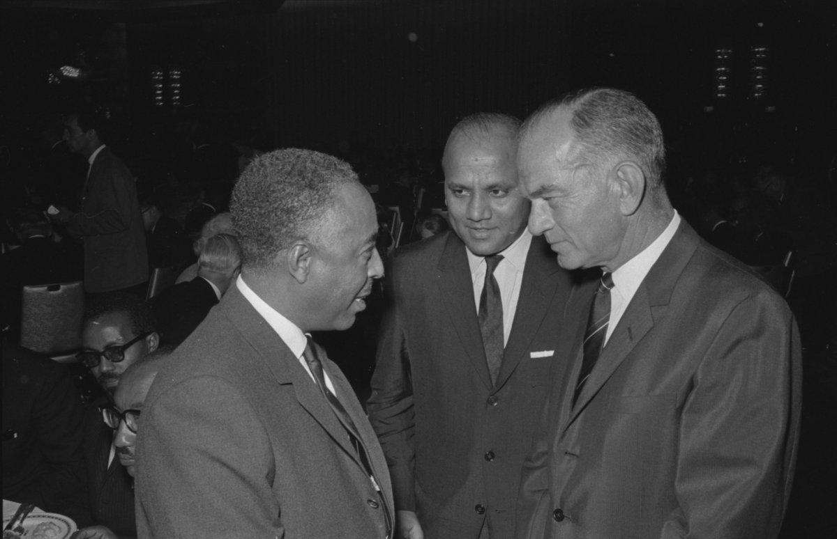 Ato Yilma Deressa, Minister of Finance of Ethiopia and Chairman of the Boards of Governors of the World Bank, IFC, IDA and the International Monetary Fund (IMF); Mr. Mahmud A. Burney of the World Bank; and Senator J.W. Fulbright, Chairman, Committee on Foreign Relations, United