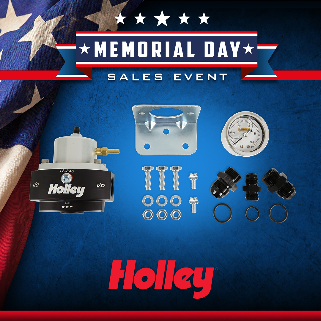 Day 12 of The Holley Memorial Day Sales Event! Today's feature is our Holley EFI Billet Bypass Fuel Pressure Regulator (P/N 12-846KIT). See all products on sale here: holley-social.com/HolleySaleTwit… #Holley #HolleyEFI #WinWithHolley #HolleyEquipped #HolleyMDWSale24