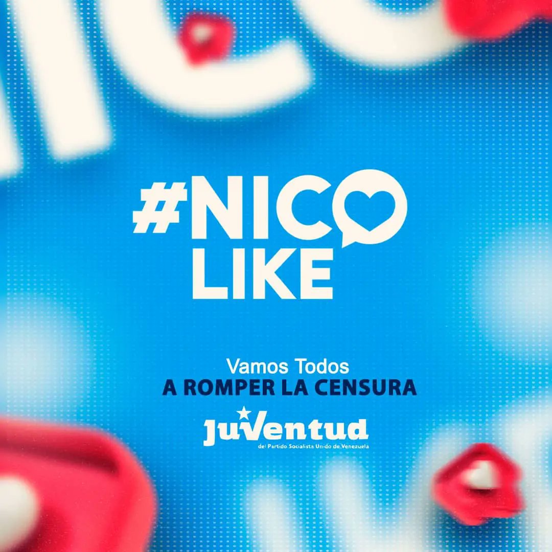 JPSUVNE_'s tweet photo. 📢 ¡Venezuela toda rompe la censura! 

Sigue todas las cuentas de nuestro presidente @NicolasMaduro y comenta con la etiqueta #NicoLike.

Dale ❤️ y 🔄 esta publicación.

@PartidoPSUV @PSUVNE_ @JuventudPSUV https://t.co/iRWAtj2XnP