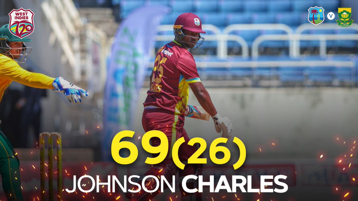 A destructive time in the middle!💥 What a knock, Johno!🙌🏾 #WIREADY #WIvSA