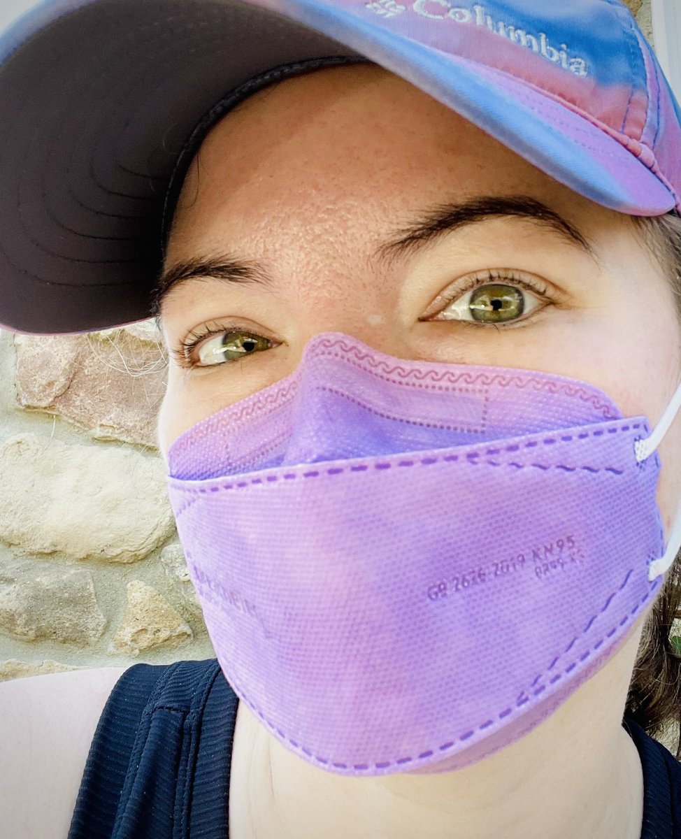 Wore my breatheTeq kn95 to clean and walk outdoors for allergy management as well as viral exposure protection. Love that the lavender matches my hat! #covidisntover #maskup