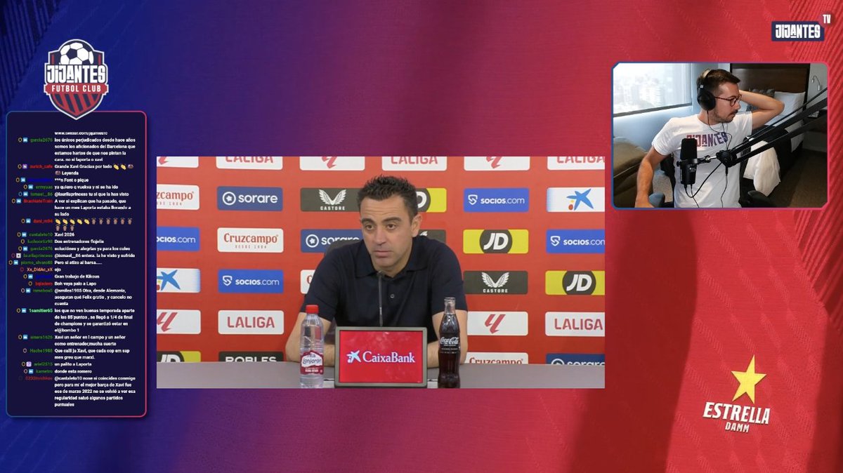 📺 DIRECTO @JijantesFC Xavi: 'Lo único que salvará al nuevo entrenador es ganar. Conmigo se generaron muchas expectativas; creo que por haber formado parte de la mejor plantilla que ha tenido este club.' 🔗 twitch.tv/gerardromero