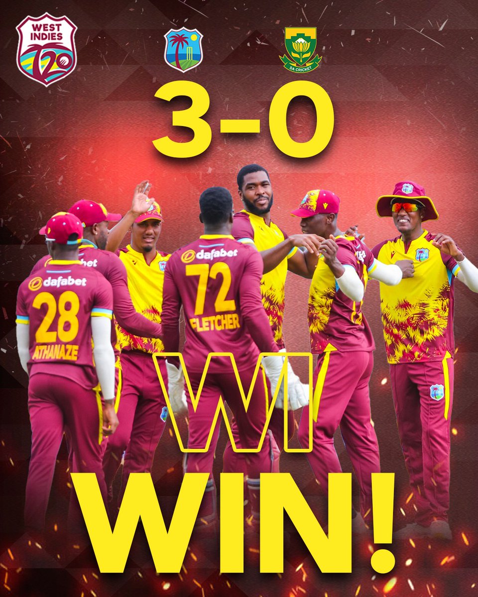 Signed, sealed & delivered.✅️ WI win with a 3️⃣-0️⃣ series sweep! #WIREADY #WIvSA