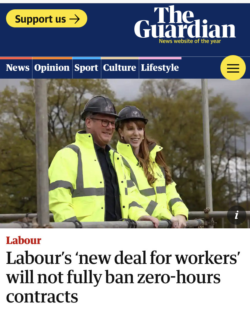 How much of this do the public need to see before the penny drops ? 🌹Labour Promise -“Zero Hours contracts banned” Reality (A matter of months latter)? 👇 🌹Labour “Zero hours contracts *will not* be banned”
