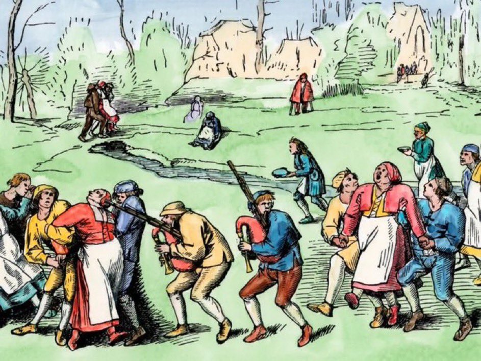 The Dancing Plague of 1518 was a peculiar episode of dancing mania that unfolded in Strasbourg, Alsace (modern-day France), from July to September 1518. 

During this period, hundreds of individuals engaged in continuous dancing for several weeks.

Numerous theories attempt to