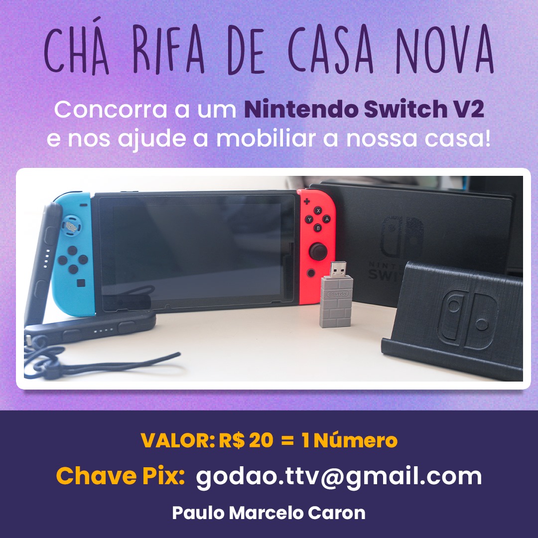 Salve família, a rifa da casinha nova continua. Além de concorrer a um Nintendo switch vocês vão ajudar eu e a lua a comprar coisas pra casinha. 😍
Nosso próximo objetivo é uma cama.

Quem tiver interesse da um salve.