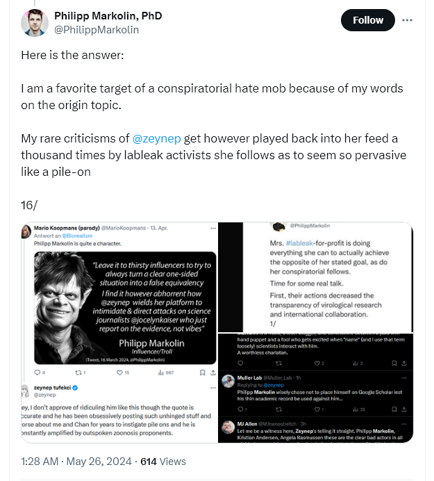 Influencer Philipp Markolin, who sadly has no sense of humor, calls me part of a 'conspiratorial hate mob' because of my playful quote card, which lightheartedly depicts him as a troll. He even blocked me for sharing the image, but it was all meant in good fun, of course!