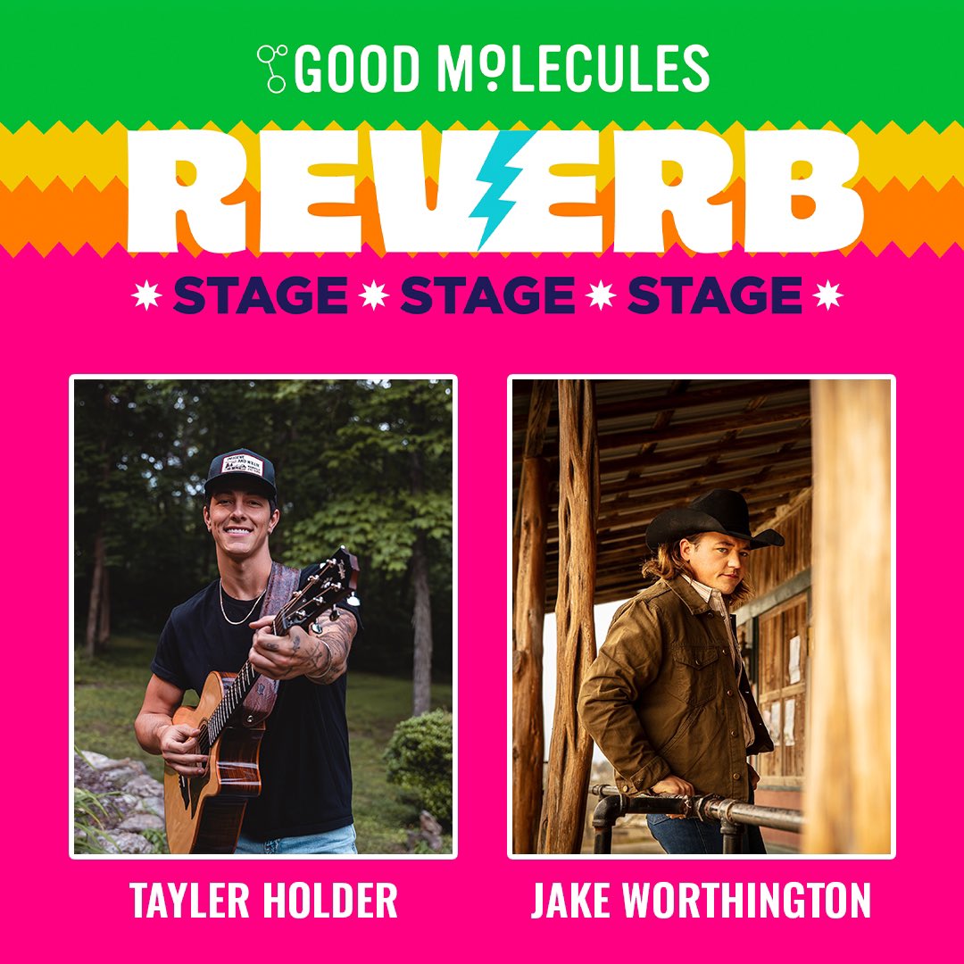 Don’t miss @TaylerHolder and @JakeWorthington at #CMAfest! Mark your calendar and catch them at the @GoodMolecules Reverb Stage! #goodmolecules