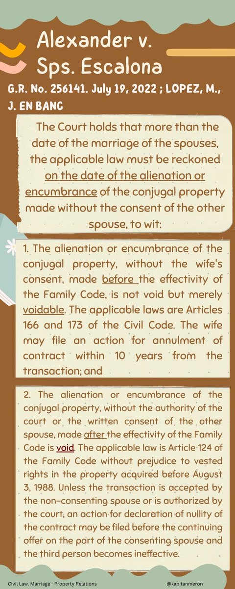 Alexander v. Sps. Escalona ; G.R. no.256141 ;July 19, 2022 , LOPEZ, M., En Banc